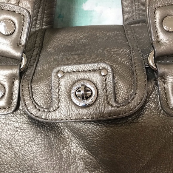 Marc by Marc Jacobs bag silvery grey leather top handle shoe box Turn key clasp - Picture 2 of 16